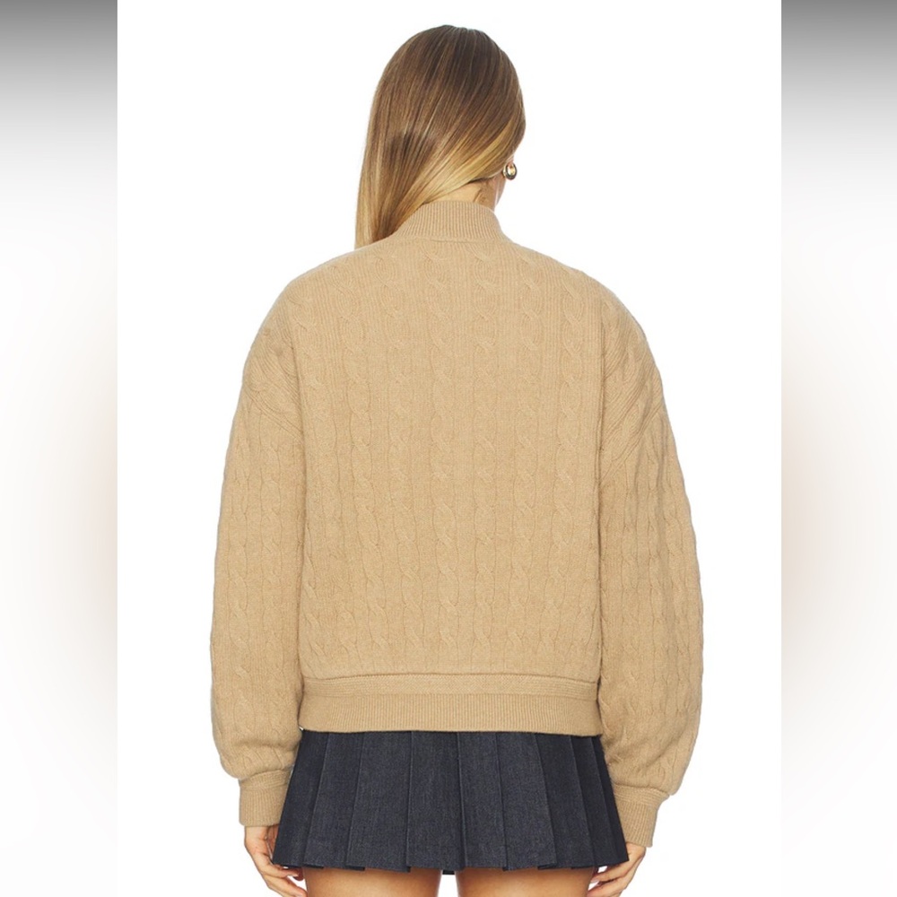 Polo Ralph Lauren Cable Knit Wool Cashmere Bomber Jacket in Collection Camel - Picture 3 of 10